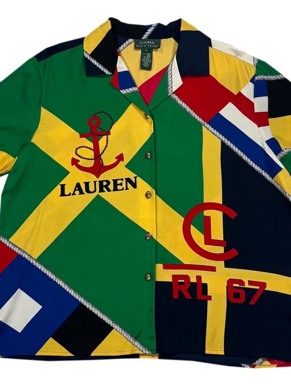 Women's Vintage Polo Ralph Lauren RL-67 Silk Top (Size Women's L)